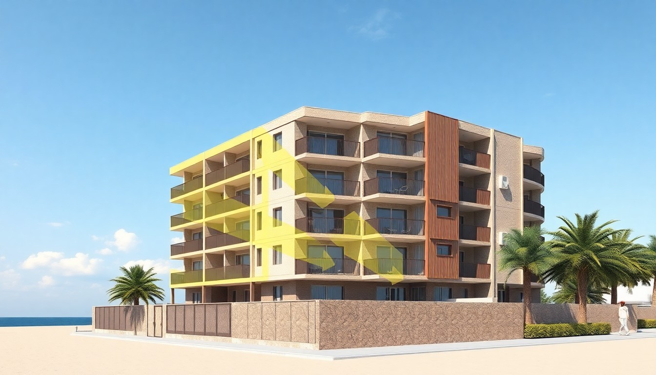 Climate-responsive coastal Kenyan building with shade, airflow and passive cooling